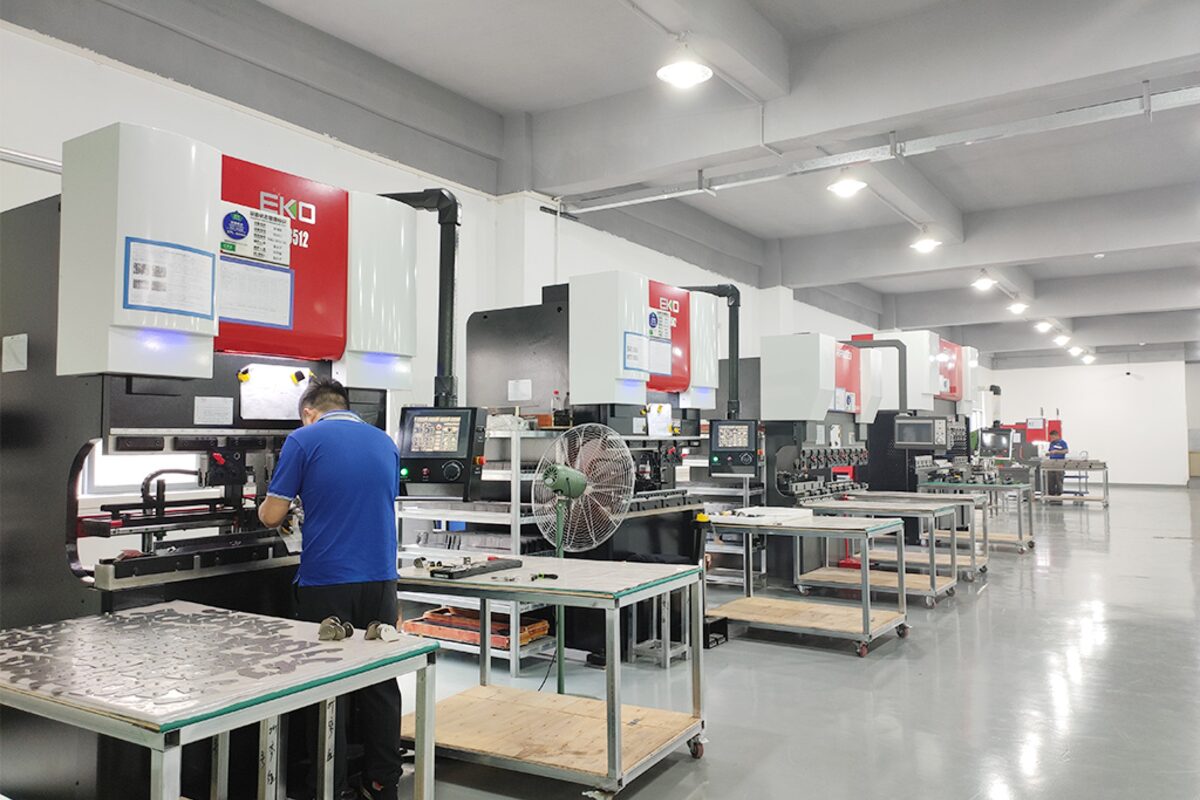 Sheet metal fabrication workshop with formed parts