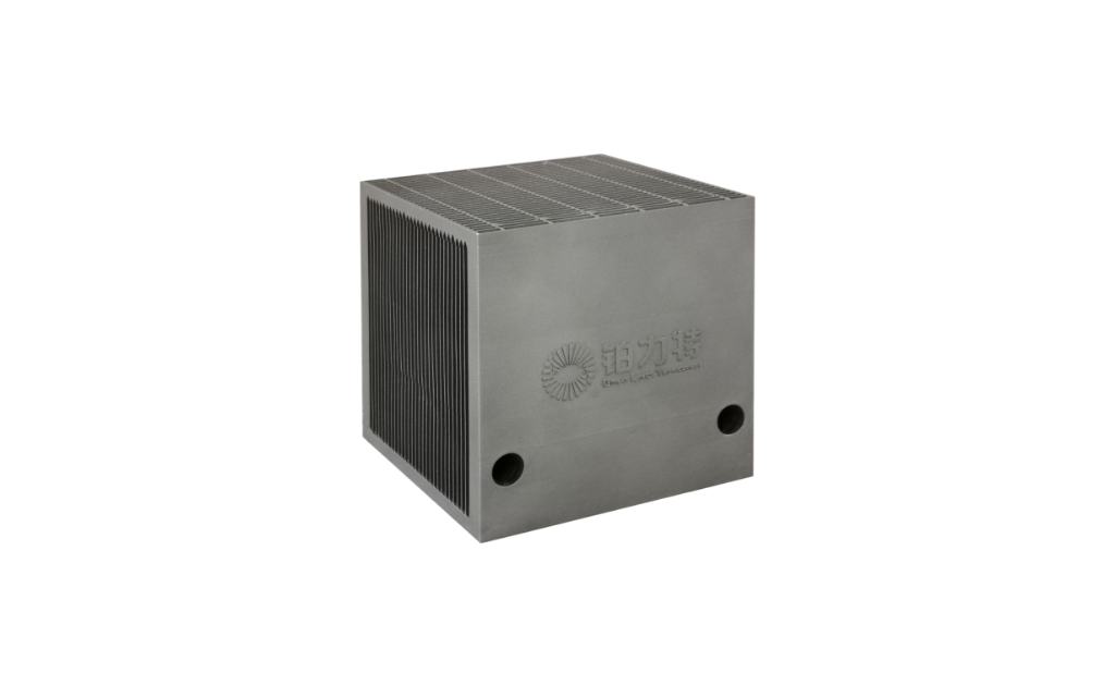 Metal additive automotive heat-exchanger cube with dense internal fins
