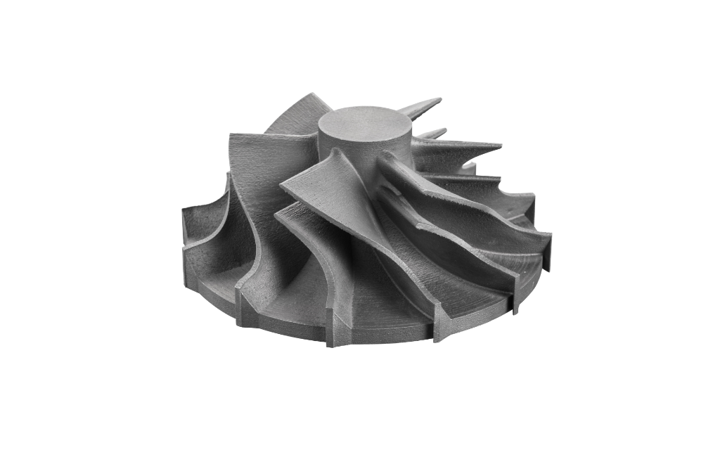 Metal 3D printed centrifugal impeller with curved blades