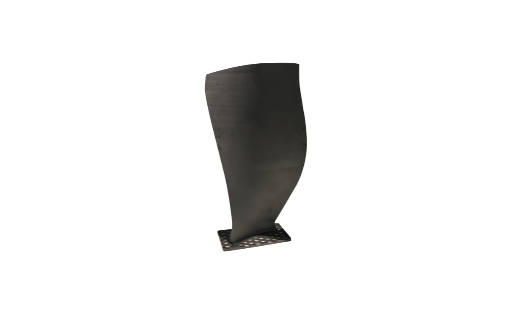 Metal 3D printed fan or compressor blade sample