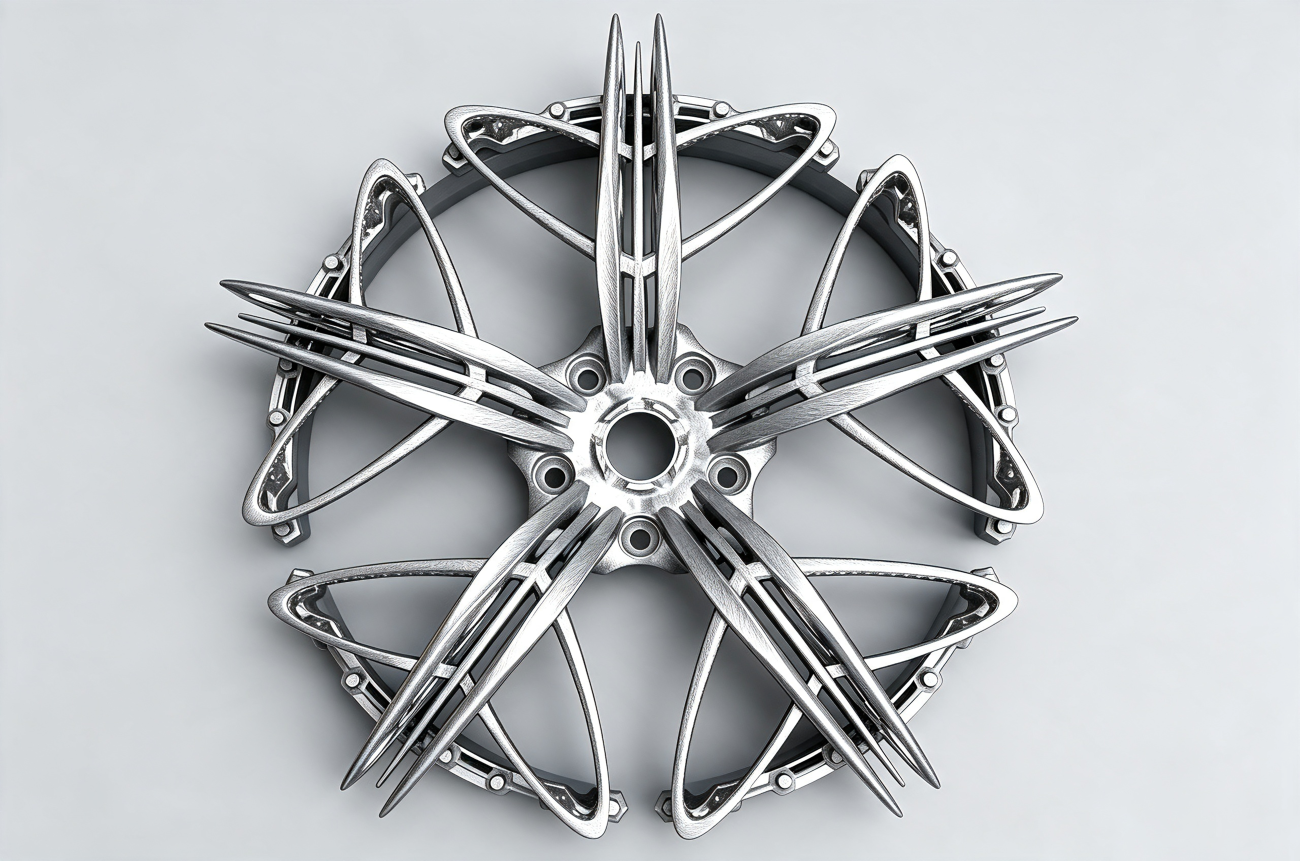 Metal additive wheel spoke or segment with lattice features